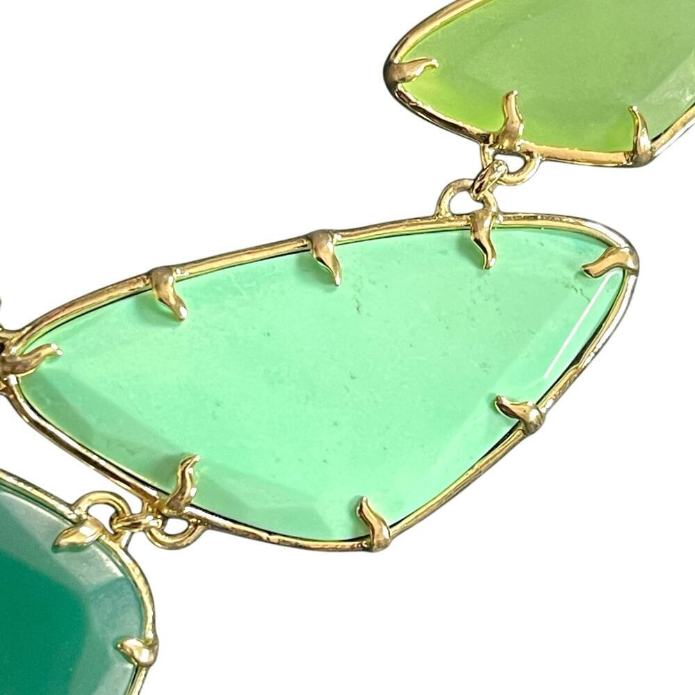 Vintage Kendra Scott Green Marisol Necklace Gold Plated Bib Statement Retired - Picture 6 of 11